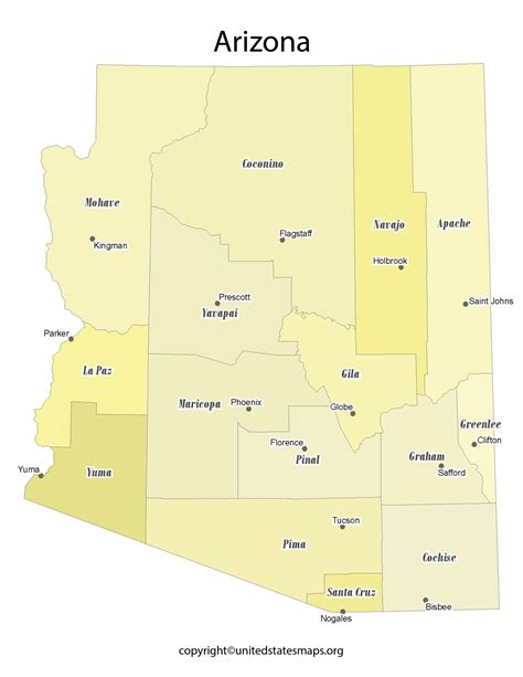 Arizona County Map | County Map of Arizona with Cities