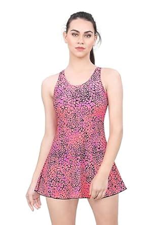 Buy LACTRA Padded One Piece U-Back Swim Dress/All Over Printed with ...