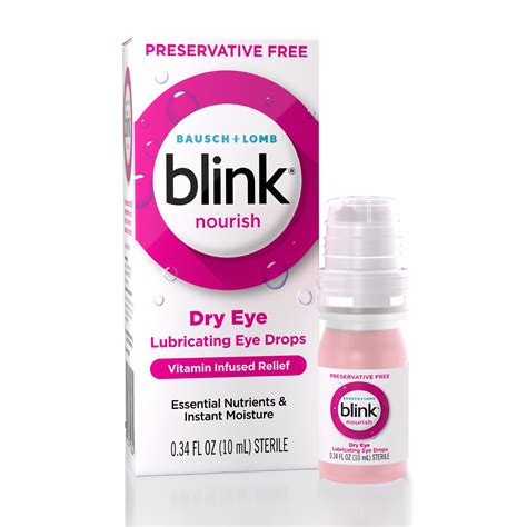 Blink Nourish Eye Drops for Dry Eyes, Preservative Free Lubricating Eye Drops with Hyaluronan ...