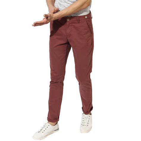 Buy REALM Trousers for Men | Casual & Formal Trousers | Burgundy ...