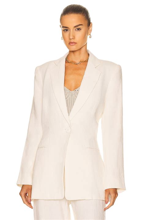St. Agni Linen Silhouette Blazer in Ivory | FWRD