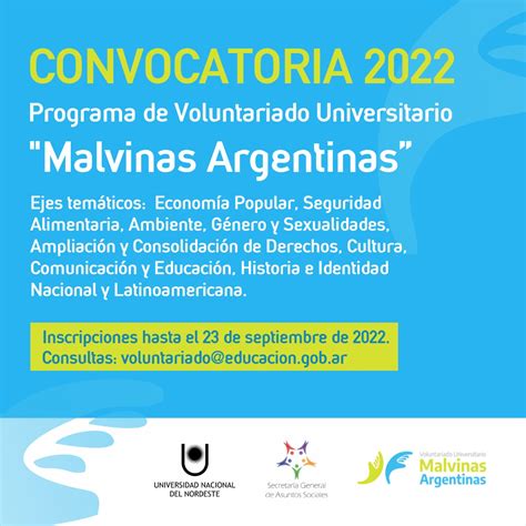 Convocatoria abierta para el Programa voluntariado universitario 2022 «Malvinas Argentinas ...