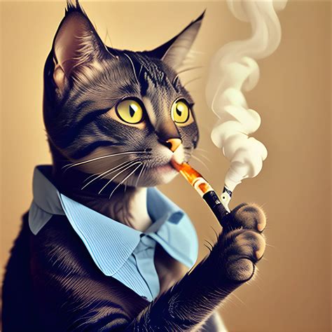 Cat Smoking Cigarette