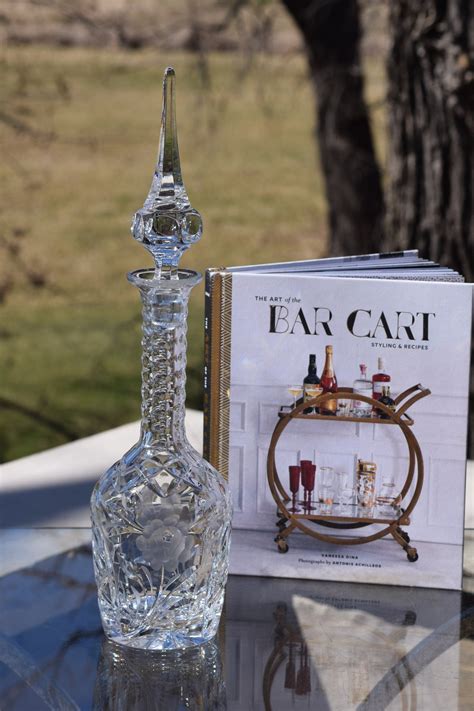 Vintage Floral Etched & Cut Wine ~ Liqueur Decanter, 1950's, Bar Cart ...