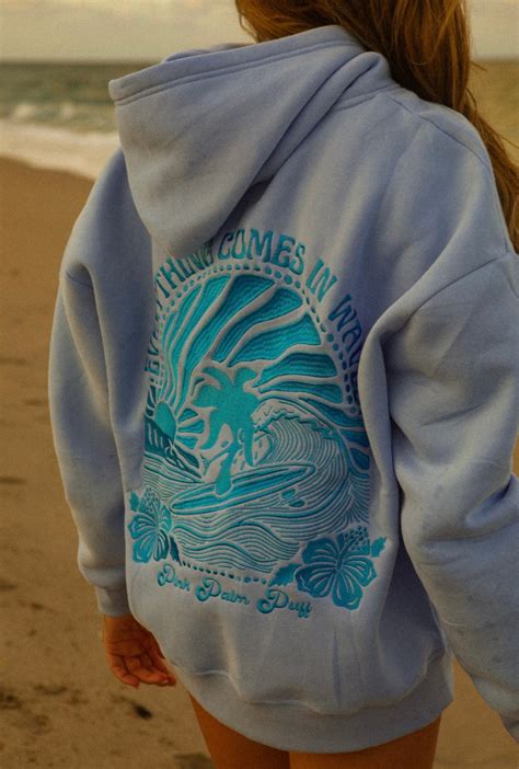 PRE-ORDER - "Everything Comes in Waves" Oversized Hoodie in Blue - Pink ...