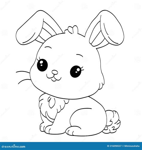 Cute Bunny Rabbit Outline Sketch Vector Illustration Cartoon with White ...