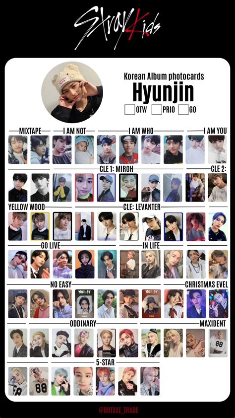 STRAY KIDS HYUNJIN KOREAN ALBUMS PHOTOCARDS TEMPLATE