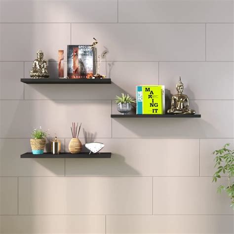 Klaxon Engineered Wood Samara Wall Shelves Pack of 4 (16 * 6 Inches ...