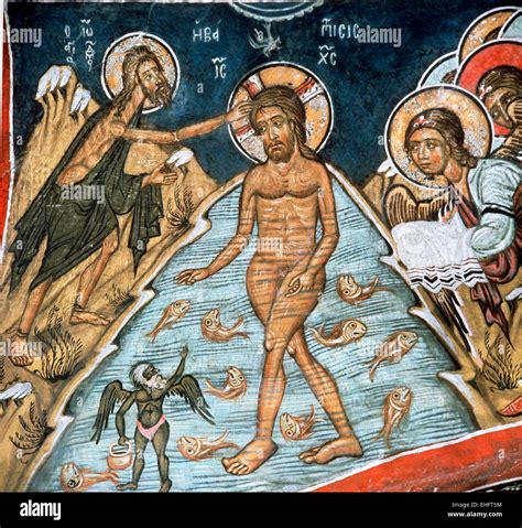 The Baptism of Christ, mural in the Church of our Lady of the Pastures ...