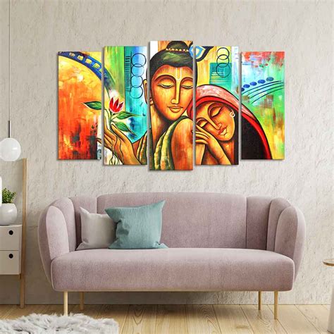 Five Pieces Set Wall Painting of Lord Radha Krishna – Vibecrafts