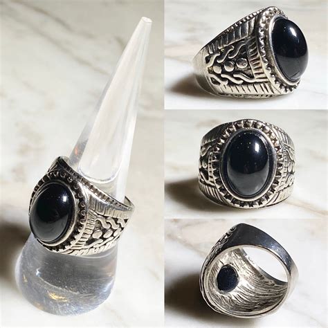 vintage silver black onyx ring | NOIR ONLINE