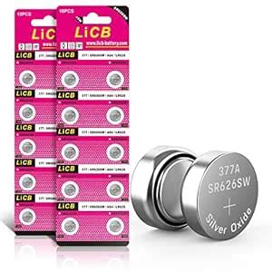 LiCB 20 PCS SR626SW 377 AG4 1.5V Button Cell Watch Batteries : Amazon ...
