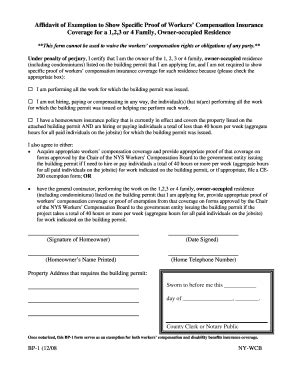 Affidavit of Exemption for Workers’ Compensation Insurance - Blank ...