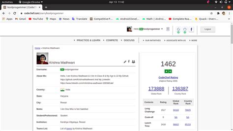 Image result for CodeChef Profile Example