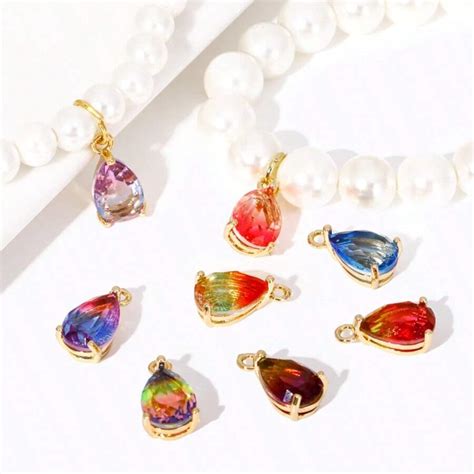 18K Gold Plated Crystal Waterdrop Charms For Earrings Making,DIY ...