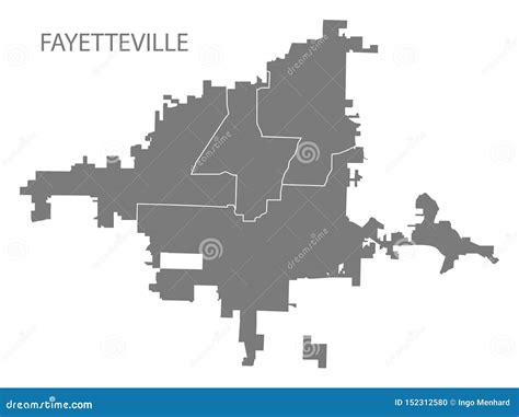 Fayetteville North Carolina City Map with Wards Grey Illustration ...