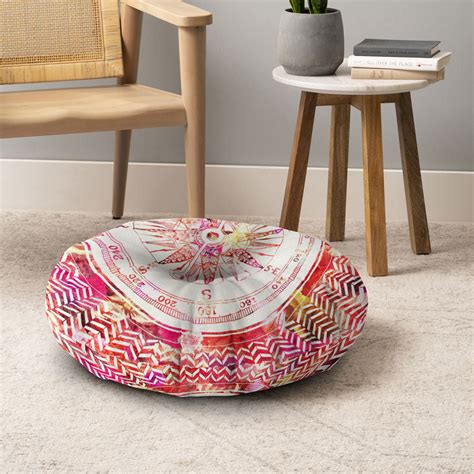 Follow Your Own Path Pink Floor Pillow Round Bianca Green