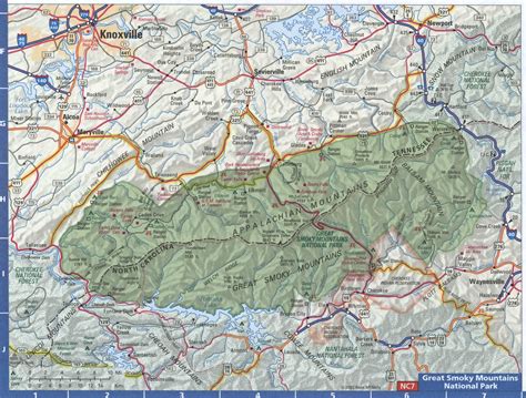 Map of Great Smoky Mountains National Park in North Carolina ...