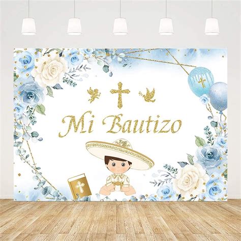 Buy AIBIIN 7x5ft Mi Bautizo Backdrop Boy Baptism Christening Party ...