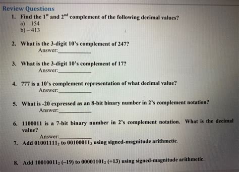 Image result for 1s Complement Problems Using 2 Decimal Number