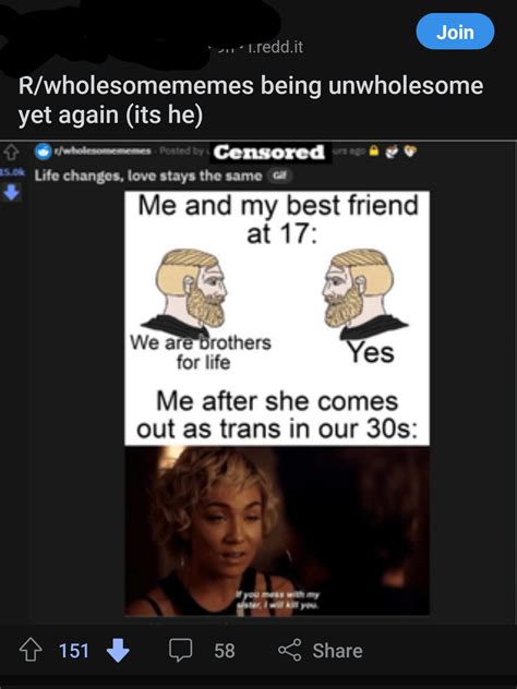 The joke is transphobia!! *Cue laughter* (The bottom text is "mess with ...