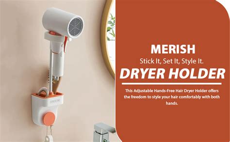 MERISH Adjustable Hair Dryer Holder Hands Free, 360 Degree Rotation ...