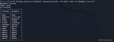Sqlmap Tutorial Kali 的图像结果