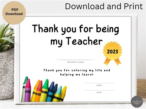 Teacher Appreciation Awards, Year End Teacher Gift, Certificate of Appreciation, Teacher ...