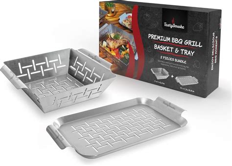 Amazon.com: tastysmoke® Premium stainless steel grill basket and tray ...
