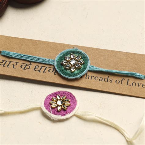 Handmade Kundan Work Rakhi (Assorted Set of 2) – iTokri आई.टोकरी