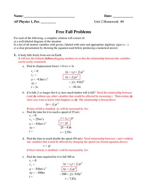 Image result for Free Fall Physics Problems