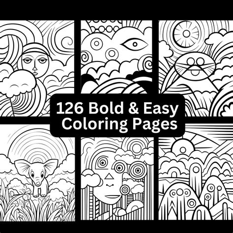 126 Bold & Easy Coloring Pages, Printable, Instant Digital Download ...