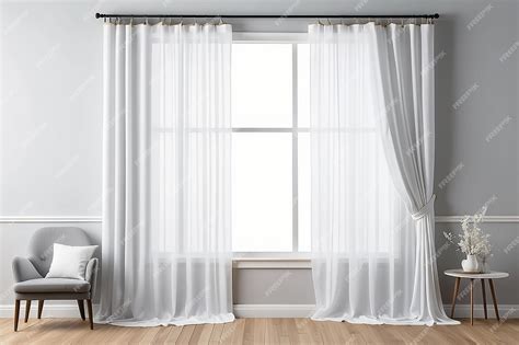 Window Curtains Mockup Blank White Space Design Feature | Premium AI ...