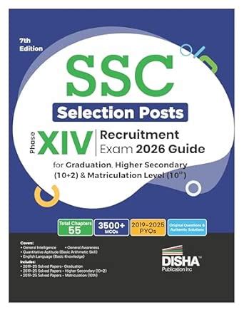 Buy Disha SSC Selection Posts Phase XIV Recruitment Exam 2026 Guide for ...