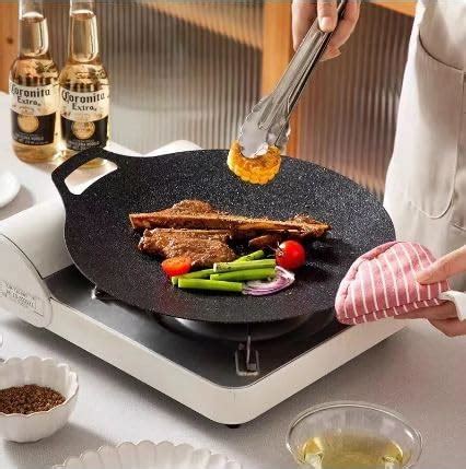 MUGATH Korean Grill Pan,Nonstick Round Griddle Grill Pan for Korean BBQ ...