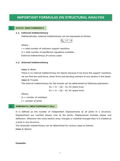 Structural Analysis Formula Notes 99 | PDF | Bending | Stiffness