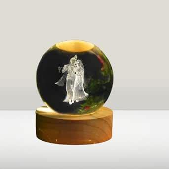 Buy GOLBAT 3D Laser Engraved Radha Krishna Crystal Ball Night Light ...