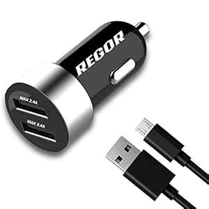 Regor [4.8Amp - 2 Port] High Speed Car Charger for All Smartphones ...
