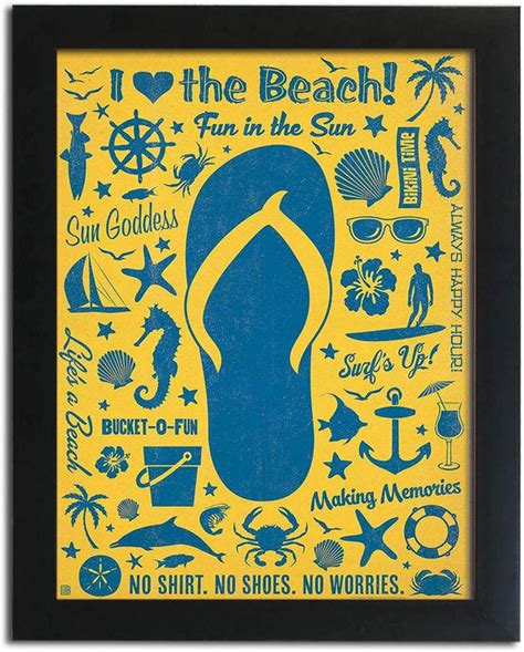 Holiday Theme Motivational Quote Poster With Frame # I Love Beach — ART ...
