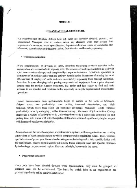 Organisational structure - BSc. Psychology - Studocu
