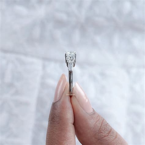 Square Cushion And Baguette Diamond Five Stone Ring – Dvik Jewels