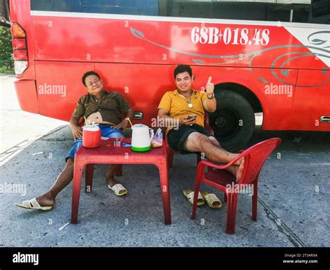 Vietnam, Ha Tien, bus station Stock Photo - Alamy