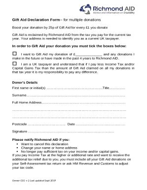 Image result for Downloadable Gift Aid Form