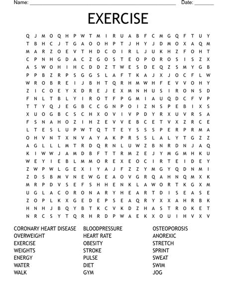 Exercise Word Search Puzzles 的图像结果