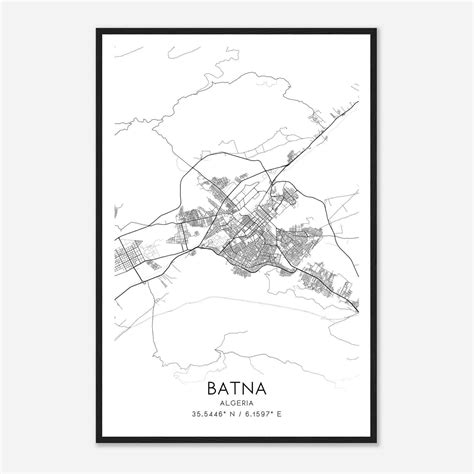 Batna Algeria Map Poster, Batna City Road Wall Art Print - Custom Maps & Posters