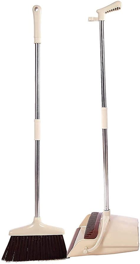 RIKRI Broom and Dustpan Set Extendable Long Handle Brooms Upright ...