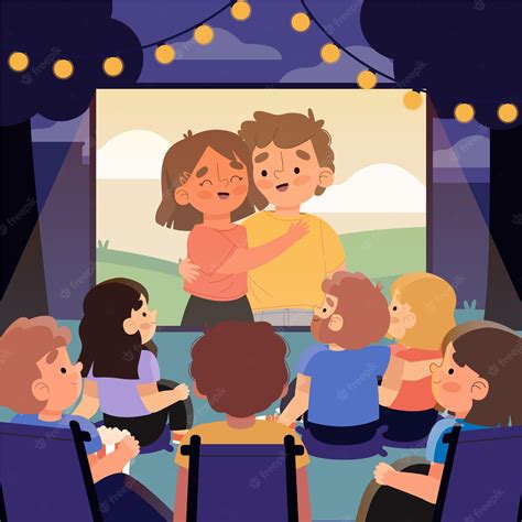 Happy Cute Little Kid Boy And Girl Watch Movie Royalty Free SVG #3633147