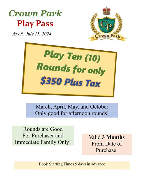 Play Pass - Crown Park Golf Club