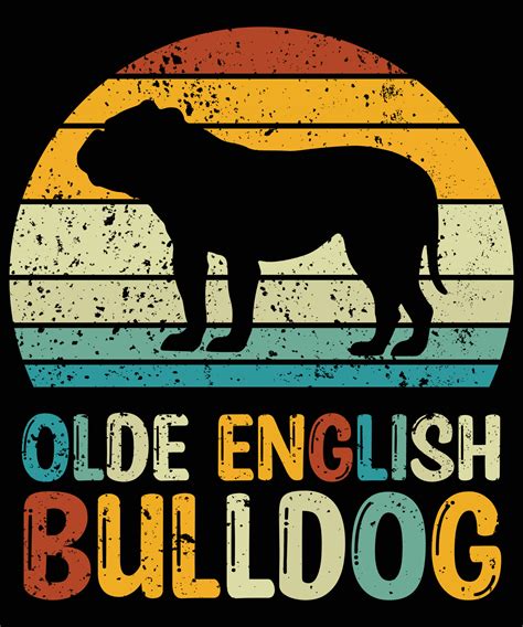 divertido olde inglés bulldog vintage retro puesta de sol silueta ...
