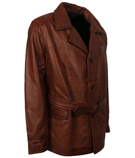 Brown Leather Trench Coat Men